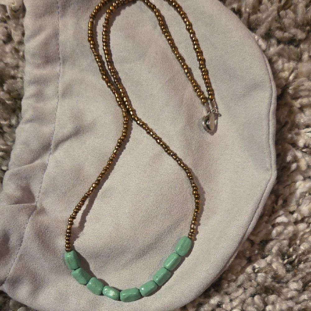 Elegant Gold and Green Beaded Necklace